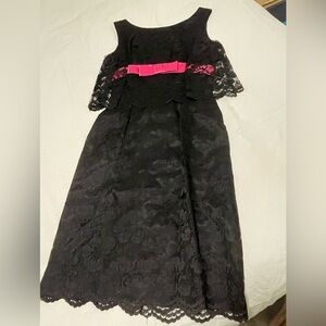 Elegant Black Lace Dress with Pink Accents